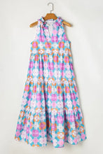Floral Print Sleeveless Tiered Midi Dress Casual Dresses