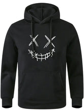 Men's Full Size Drawstring Graphic Long Sleeve Hoodie Plus Size Black Mens Tops