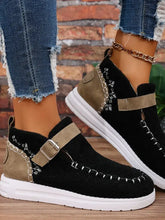 Contrast Round Toe Buckle Sneakers Woman Sneakers