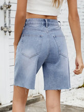 Washed Raw Hem Denim Shorts Denim Shorts