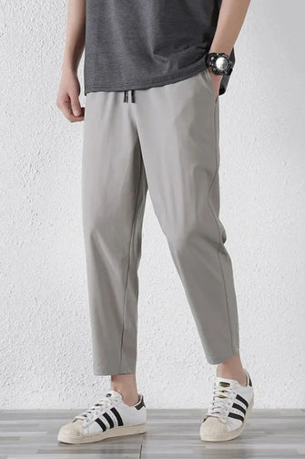 Men's Plus Size Drawstring Pants with Pockets Gray
