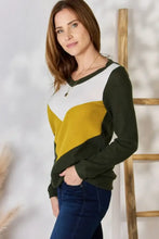 Hailey & Co Full Size Colorblock V-Neck Blouse Woman Blouses