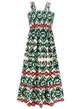 Smocked Printed Square Neck Sleeveless Dress Woman Maxi Dress