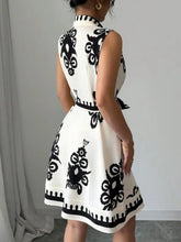 Printed Sleeveless Button Front Dress Woman Casual Dress