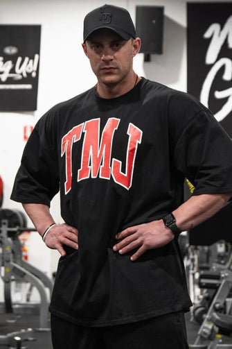 Men's Plus Size Letter Round Neck Half Sleeve T-Shirt Black