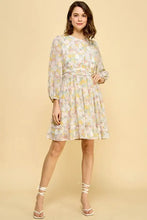 Lime 'N' Chili Chiffon Floral Print Belted Dress with Back Zipper Casual Dresses