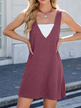 V-Neck Wide Strap Overalls Dress Casual Dresses
