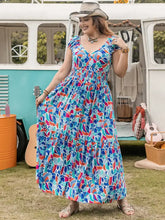 Plus Size Printed Cap Sleeve Dress Maxi Dresses