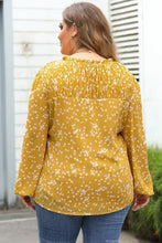 Plus Size Notched Neck Smocked Blouse Woman Blouses