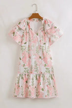 Floral Contrast Edge Layered Short Sleeve Mini Dress Casual Dresses