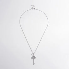 925 Sterling Silver Inlaid Zircon Key Shape Necklace