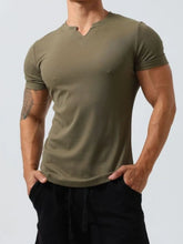 Men's Plus Size Notched Short Sleeve T-Shirt Moss