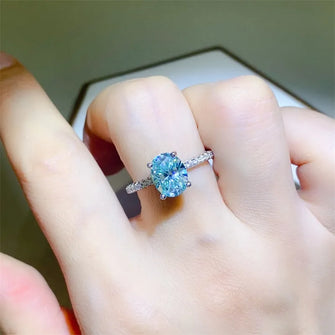2 Carat Moissanite Zircon 925 Sterling Silver Ring Silver