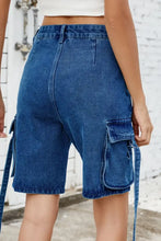 Washed Cargo Denim Shorts Denim Shorts