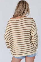 Boat Neck Long Sleeve Striped Sweater Sweater Pullovers