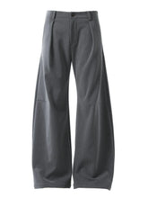Men's High Waist Pleated Curved Pants Dark Gray
