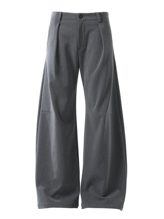 Men's High Waist Pleated Curved Pants Dark Gray
