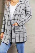 Printed Open Front Lapel Collar Cardigan with Pockets Woman Outerwear