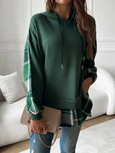 Devine Drawstring Plaid Long Sleeve Hoodie Woman Sweatshirts