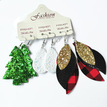 Christmas PU Earrings Set Style A One Size