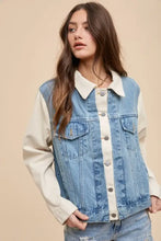 Annie Wear Collared Neck Double Placket Denim Jacket Woman Outerwear