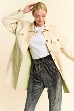 Davi & Dani Faux Leather Button Up Jacket with Chest Pockets Woman Outerwear