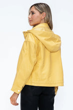 How Dare U Drawstring Hem PU Leather Zip Up Jacket