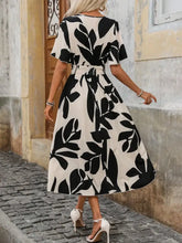 Printed Surplice Short Sleeve Midi Dress Casual Dresses