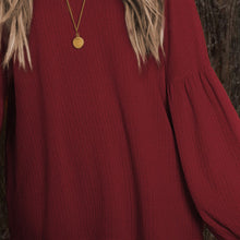 Round Neck Long Sleeve Ruched Blouse Woman Blouses