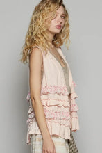 POL Ruffled Open Front Sleeveless Cardigan Woman Outerwear