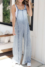 Frayed Exposed Seam Wide Leg Denim Overalls Medium
