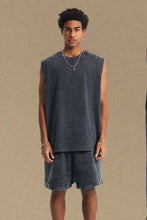 Men's Round Neck Solid Color Tank Black