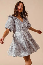 SO ME Cotton Printed Ruffle V Neckline Dress with Side Tie Casual Dresses