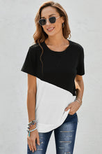 Two-Tone Round Neck Tee Black