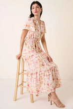 Mittoshop Flower Print Flutter Sleeve V Slit Maxi Dress PINK