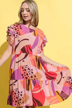 And The Why Printed Double Ruffles Sleeve Dress Casual Dresses