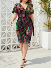 Surplice Short Sleeve Dress Red-Violet