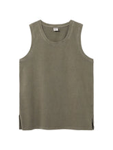 Men's Side Slit Round Neck Tank Olive Brown