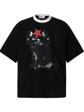 Men's Graphic Round Neck Oversized T-Shirt Black