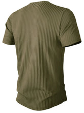 Men's Full Size Ribbed Knit Short Sleeve Round Neck T-Shirt Plus Size