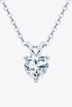 1 Carat Moissanite Heart-Shaped Pendant Necklace Silver One Size Necklaces