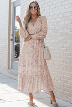 Printed Tie Front Ruffle Hem Dress Eggshell Woman Maxi Dress