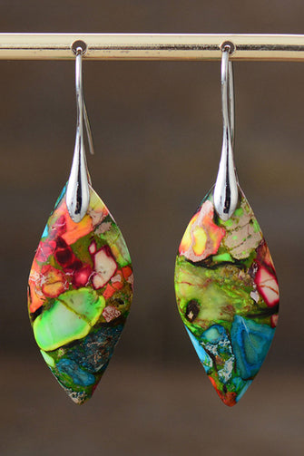 Handmade Natural Stone Dangle Earrings Multicolor One Size