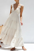 Ruffled V-Neck Tiered Dress Casual Dresses