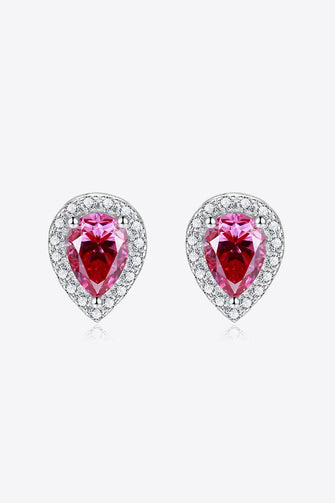 2 Carat Moissanite Teardrop Stud Earrings in Rose Rose One Size