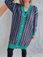 Contrast Trim Geometric Button Down Cardigan Casual Dresses