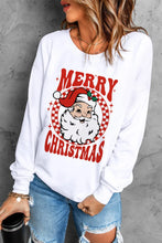 Santa Graphic Round Neck Long Sleeve Sweatshirt White