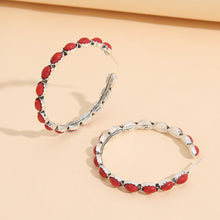 Artificial Turquoise C-Hoop Earrings Red One Size
