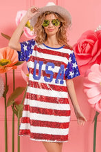 BiBi American Flag Theme Usa Print Sequin Dress Casual Dresses