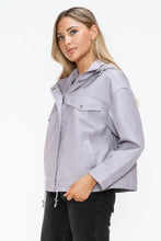 How Dare U Drawstring Hem PU Leather Zip Up Jacket Woman Outerwear